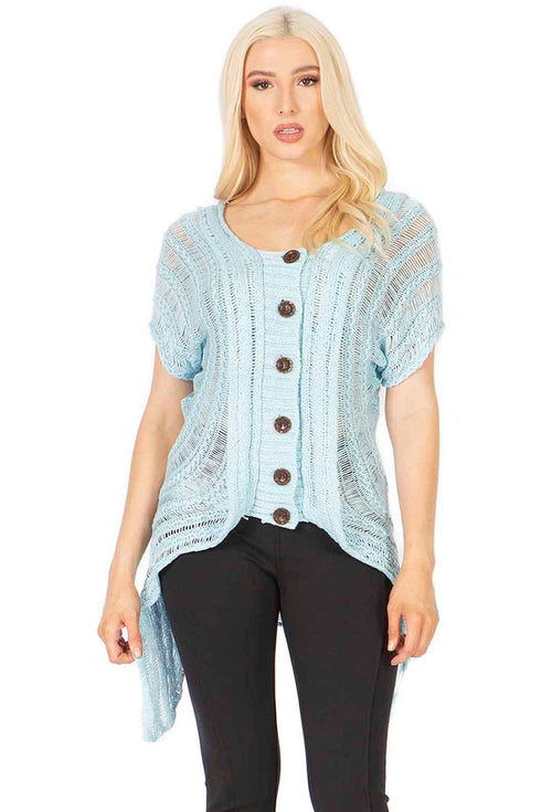Dolman Sleeve Button Front Sweater Top